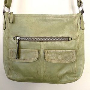 Fossil Leather Crossbody Sling Bag in Olive Green